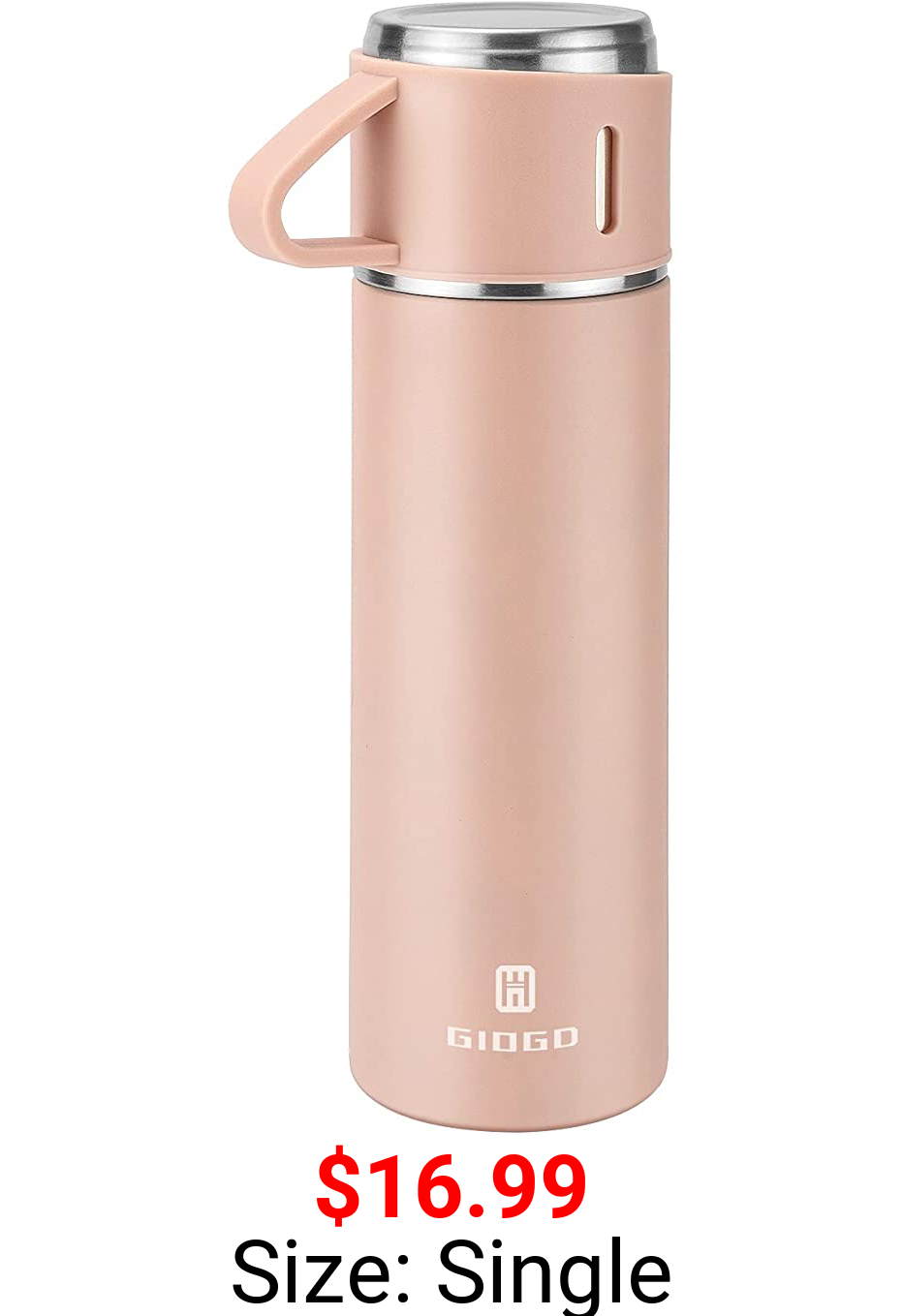 Stainless Steel Thermo 500ml/16.9oz Vacuum Insulated Bottle with Cup for Coffee Hot drink and Cold drink water flask.(Pink,Single)