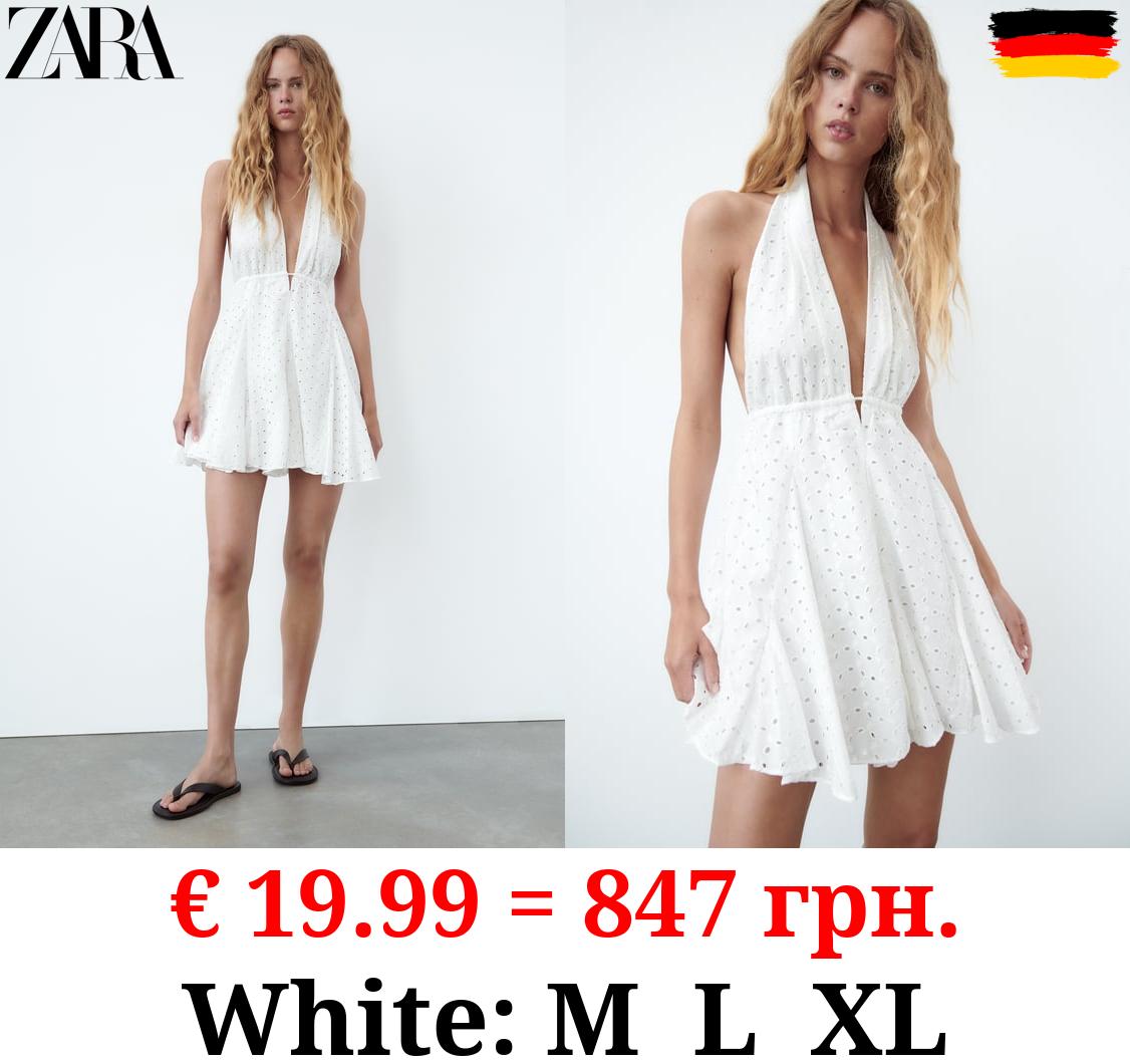 CUTWORK EMBROIDERY HALTER DRESS