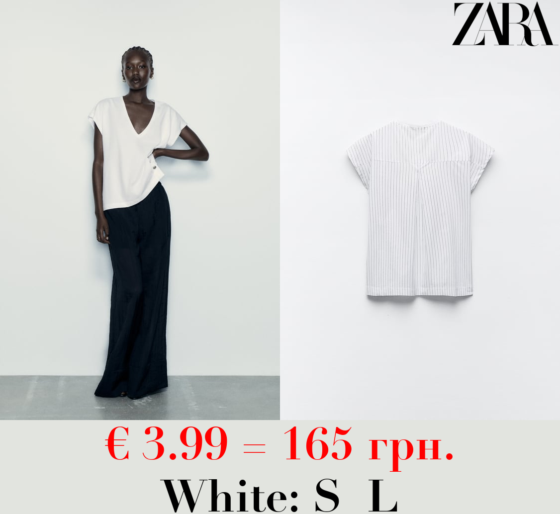 POPLIN T-SHIRT WITH BUTTONS