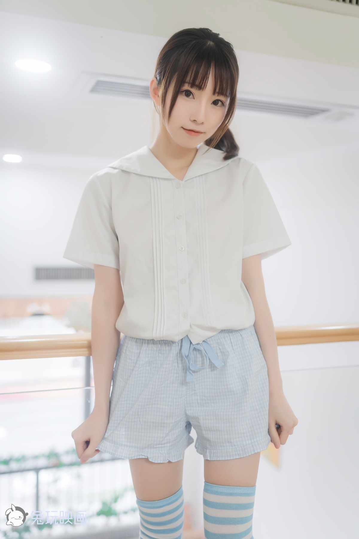 Cosplay 兔玩映画 蓝白条纹袜 7