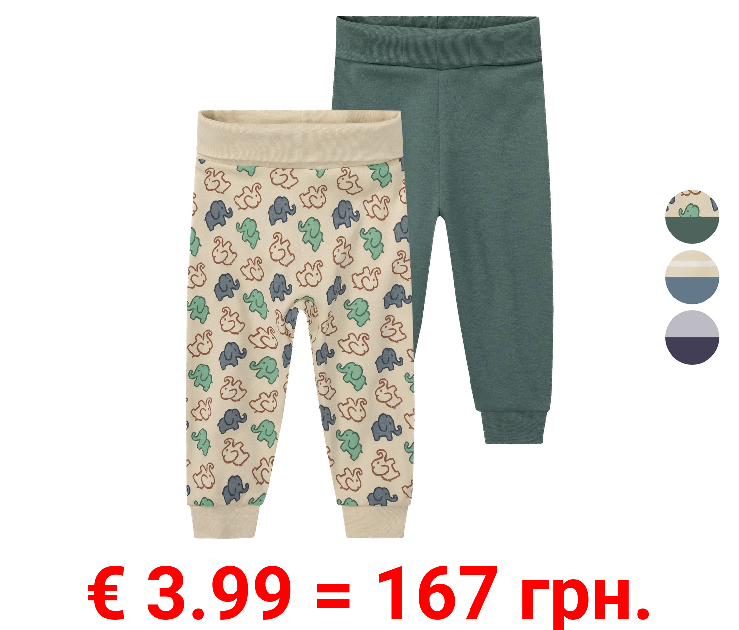 lupilu® Baby Jungen Jogginghosen, 2 Stück, hoher Bio-Baumwollanteil
