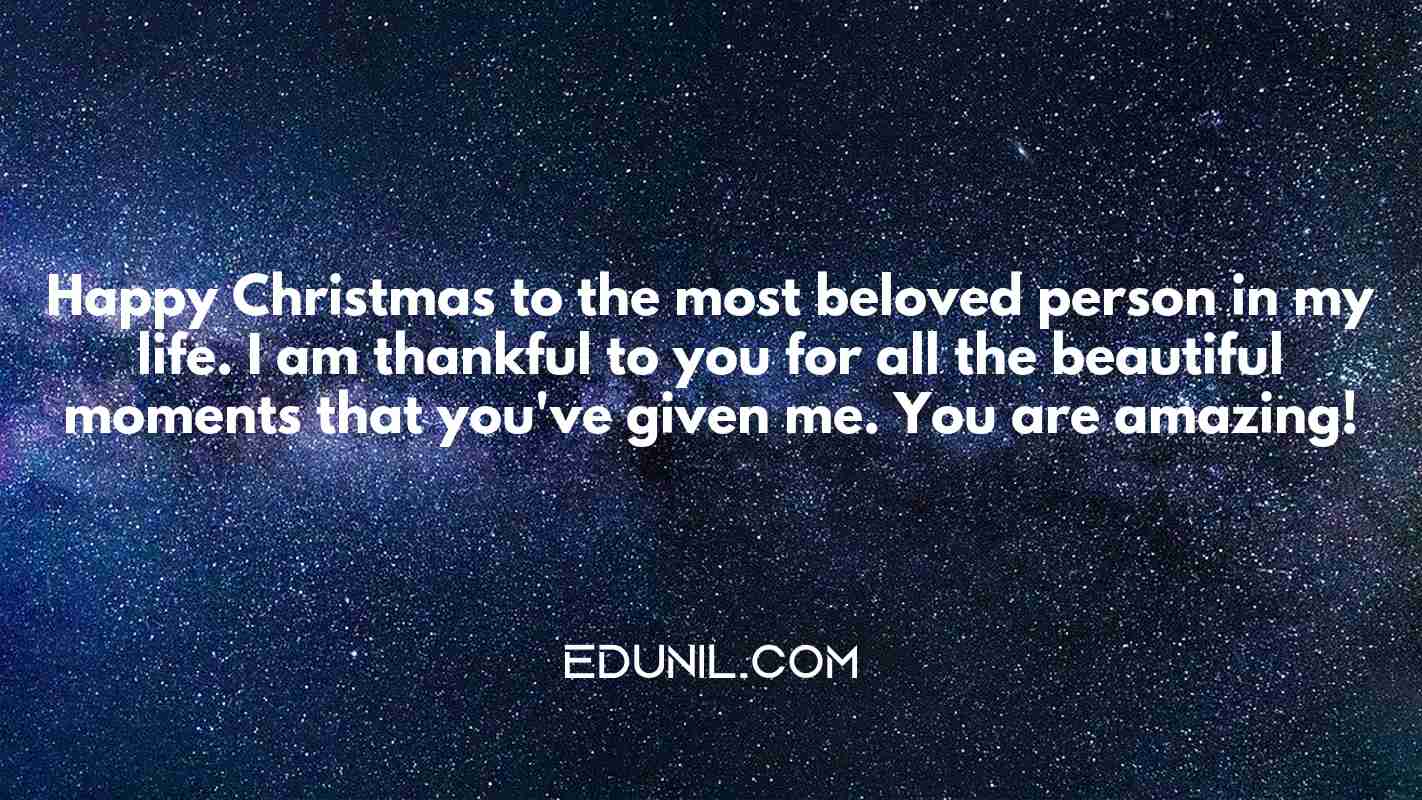 Happy Christmas to the most beloved person in my life. I am thankful to you for all the beautiful moments that you've given me. You are amazing! - 
