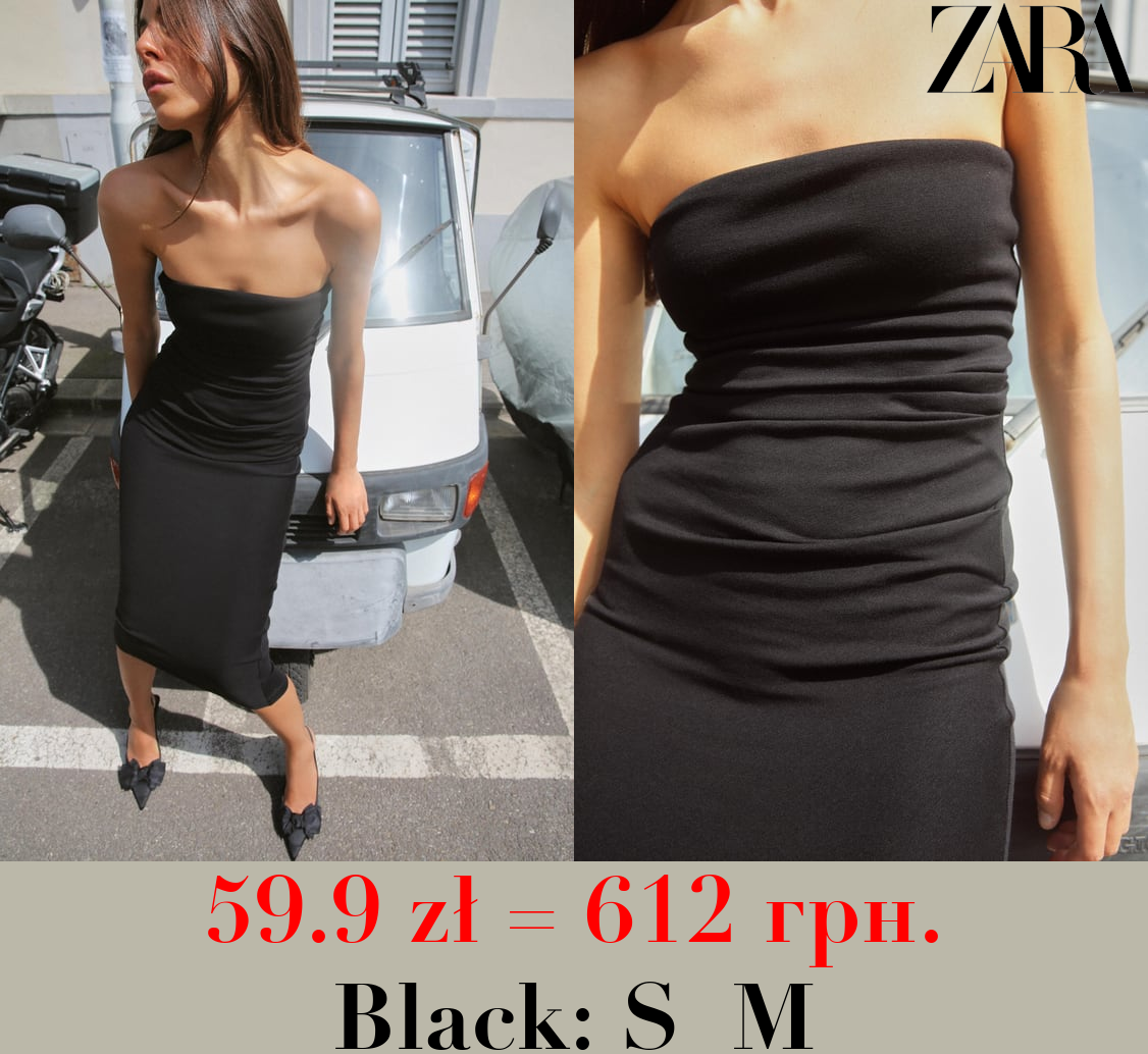 STRAPLESS MIDI DRESS