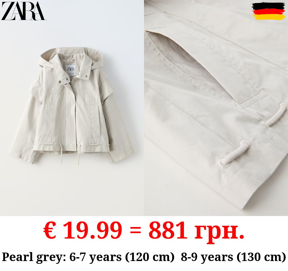 SHORT HOODED DRAWSTRING PARKA