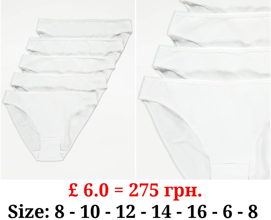 White Basic High Leg Knickers 5 Pack