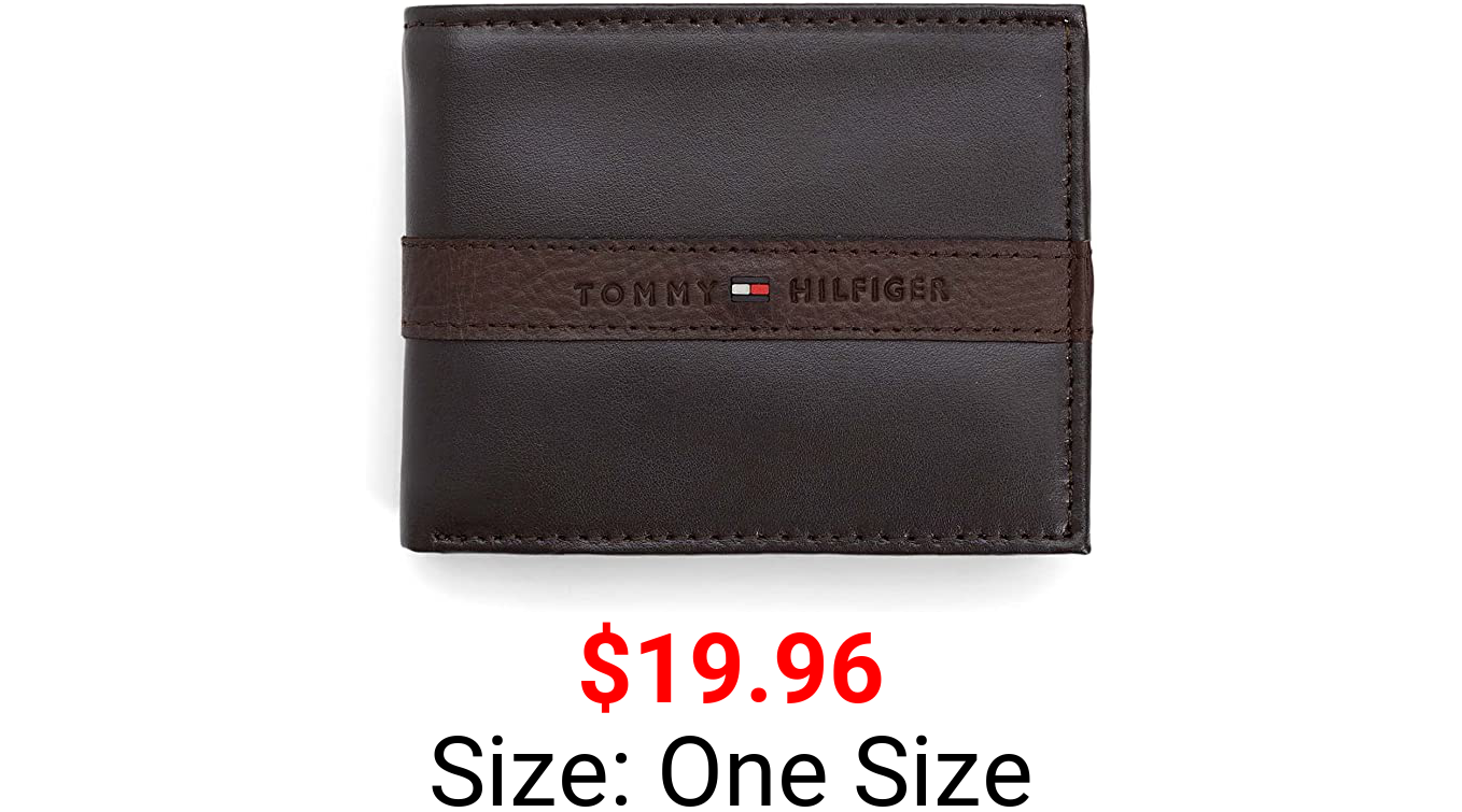 Tommy Hilfiger Men's Leather Slim Bifold Wallet with Coin Pocket