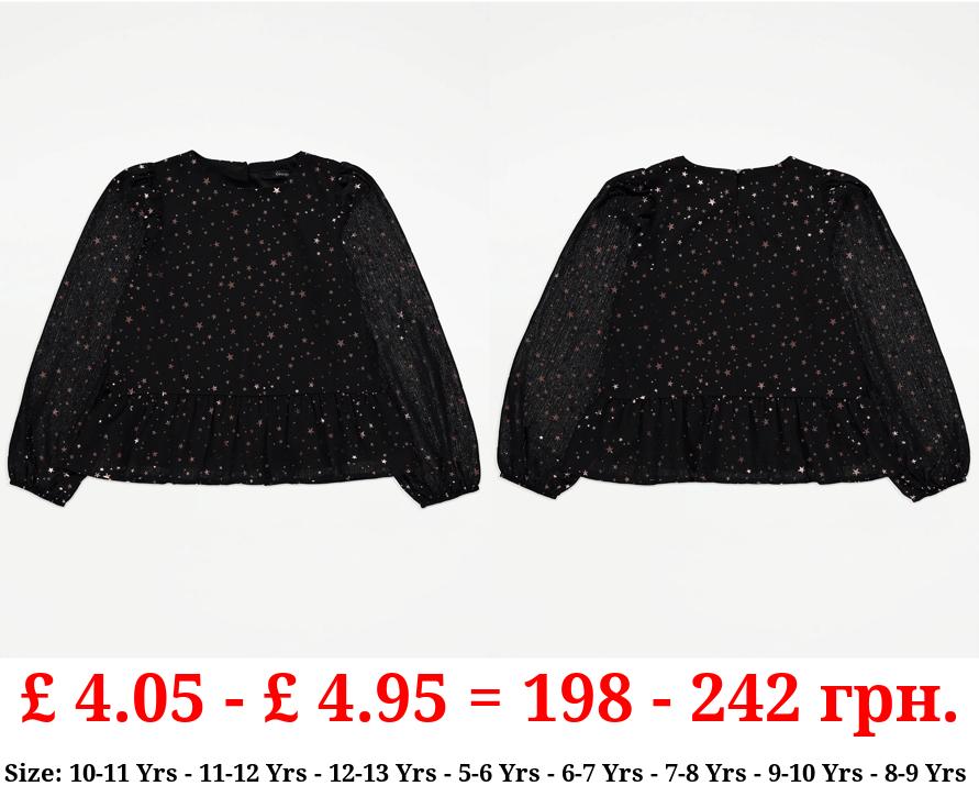 Black Star Chiffon Blouse