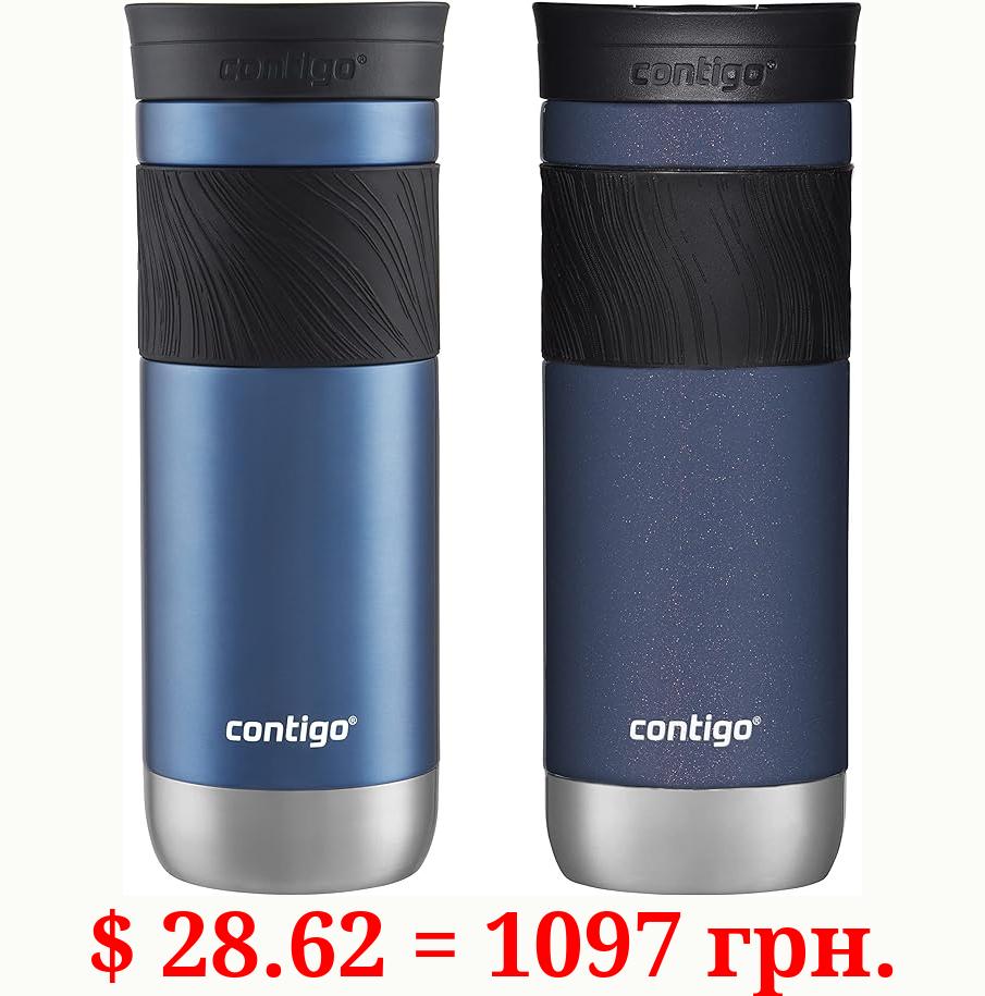 Contigo 20oz Vacuum-Insulated Stainless Steel Leak-Proof Travel Mug, Keeps Drinks Hot/Cold - 2-Pack Blue Corn & Midnight Berry