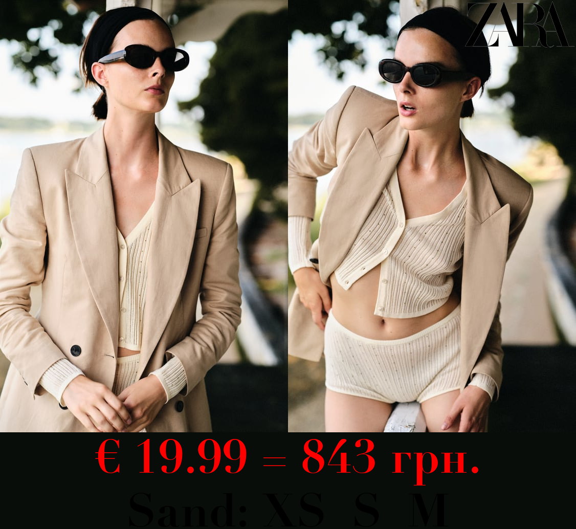 DOUBLE-BREASTED LINEN BLEND BLAZER