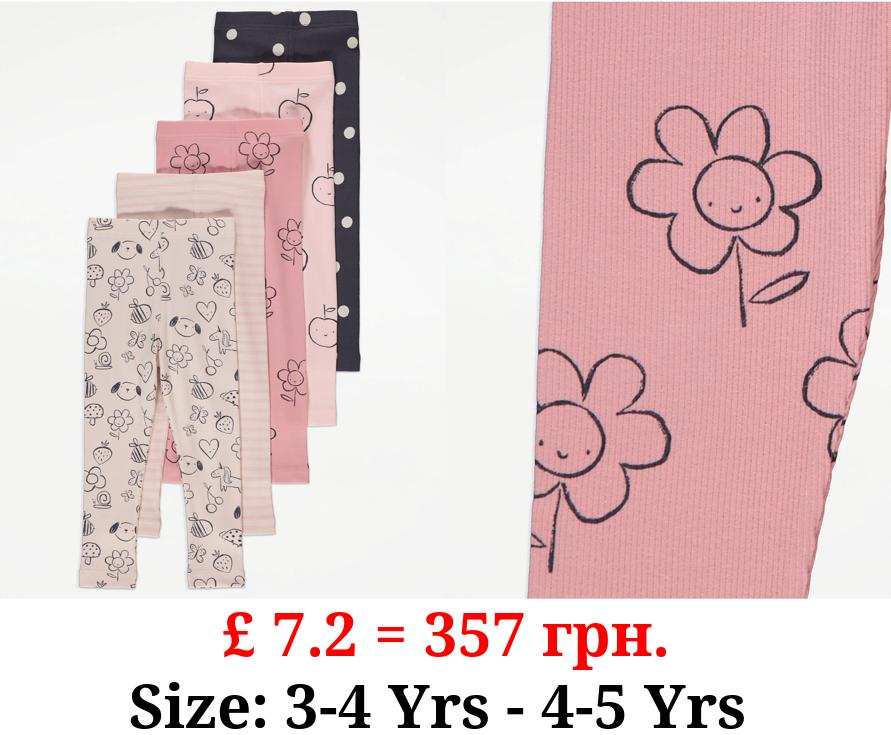 Fun Ribbed Leggings 5 Pack