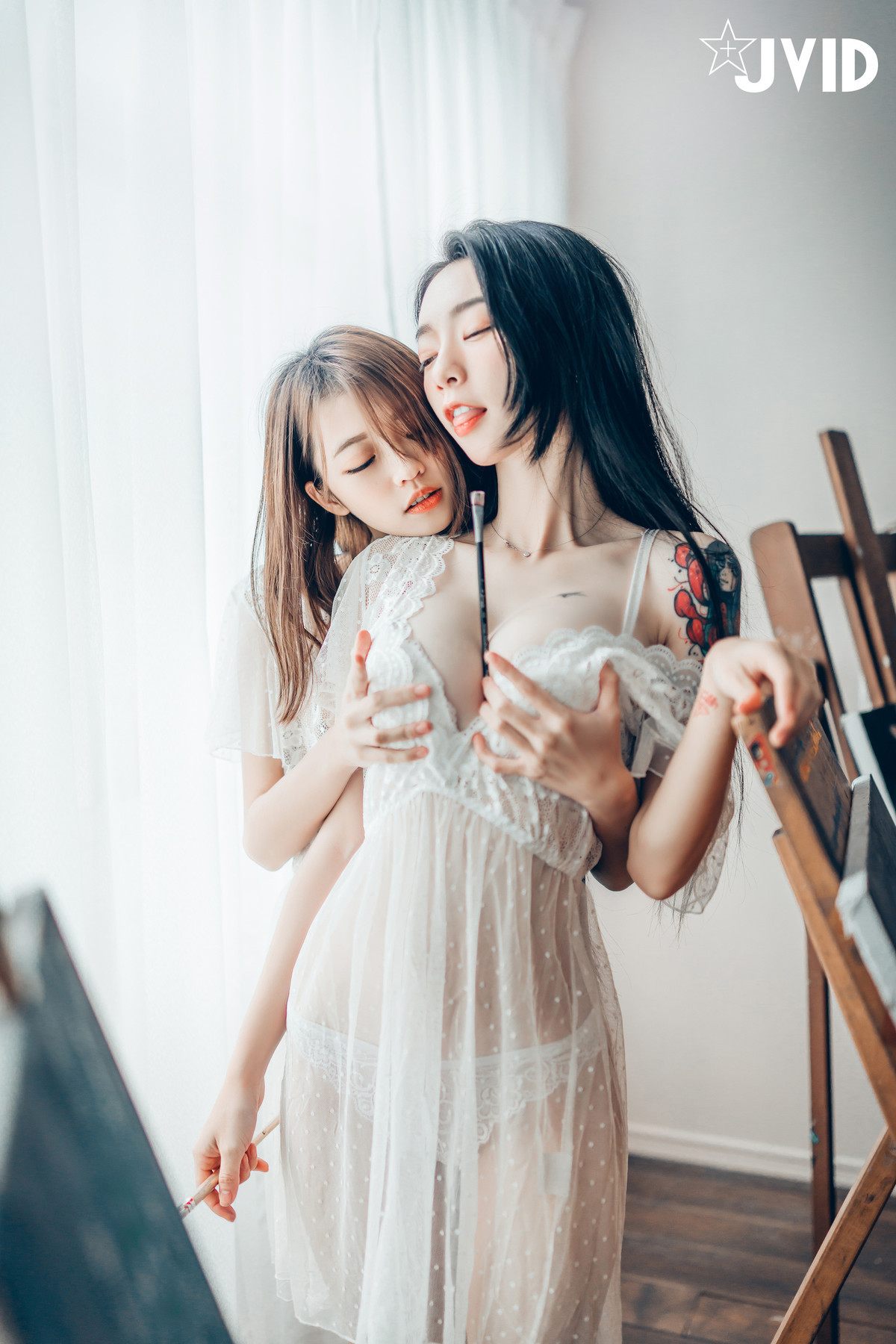 JVID精品 飄飄 妍妍 百合花神の美少女 最色色嘗試 辰辰特別客串！色色最大突破 Set.01 16