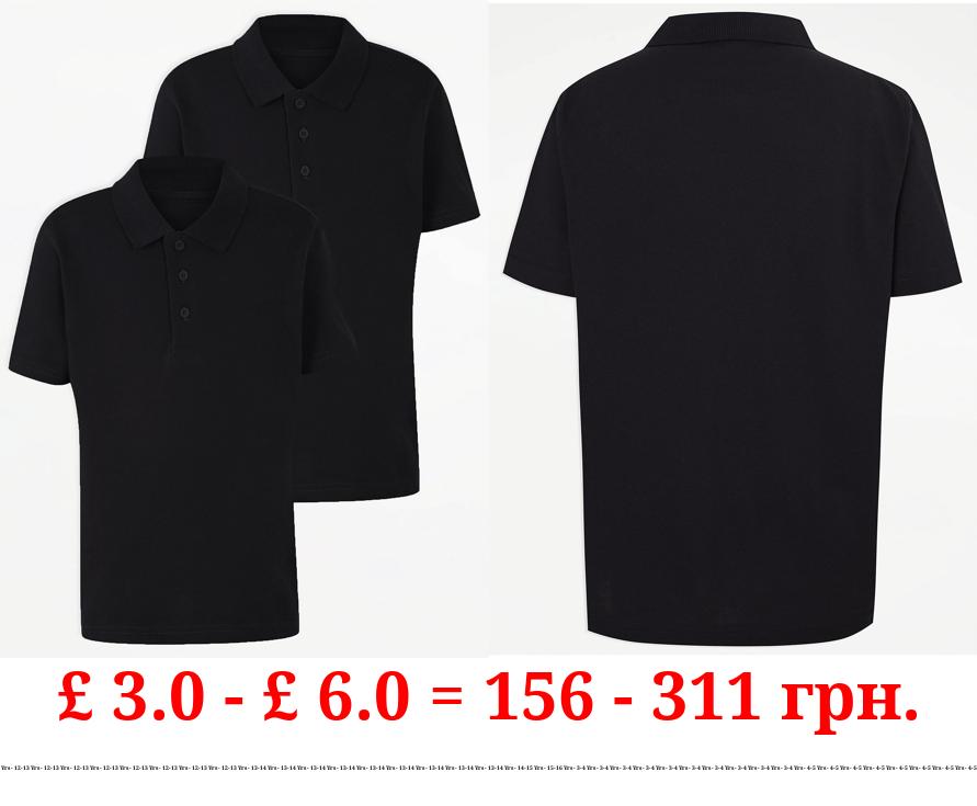 Black Short Sleeve School Polo Shirts 2 Pack
