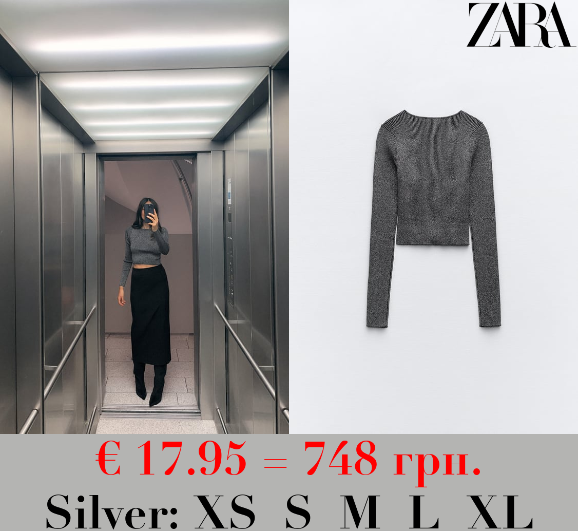 KNIT CROP TOP WITH METALLIC THREAD