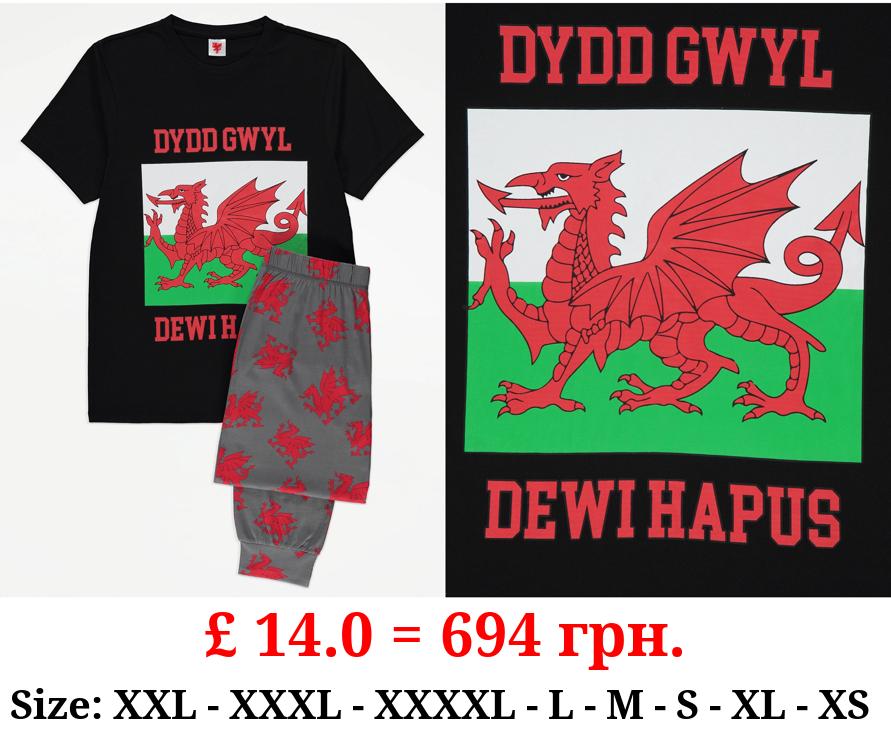Black Matching Family Adults Wales Pyjamas