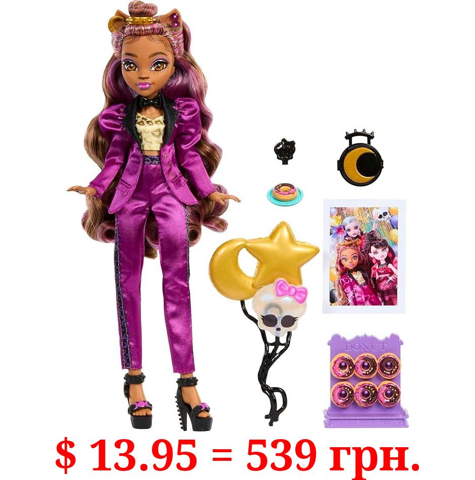 Monster High Doll, Clawdeen Wolf in Monster Ball Party Fashion with Themed Accessories Including Balloons