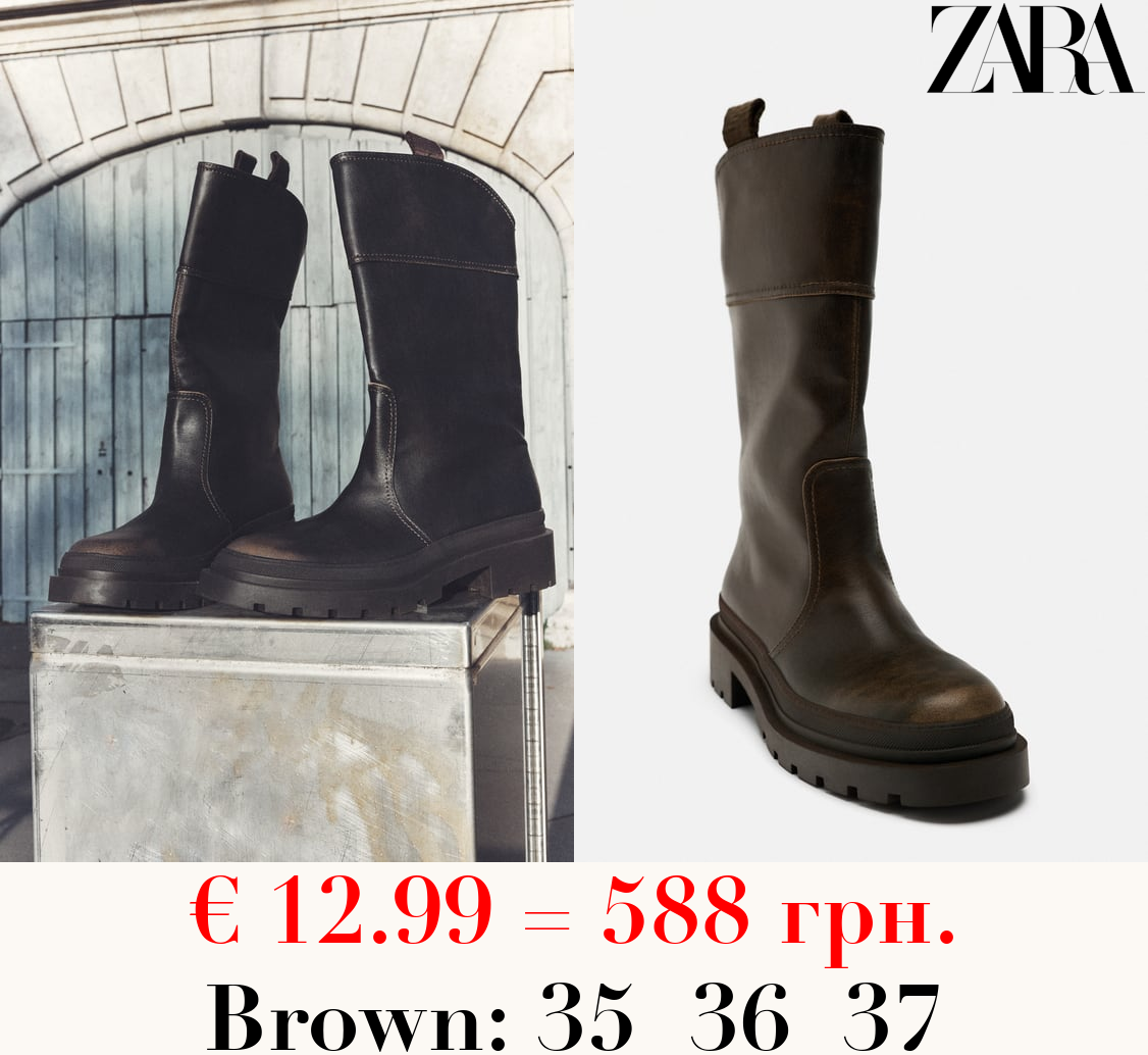 FLAT BOOTS WITH RUBBERISED SOLE