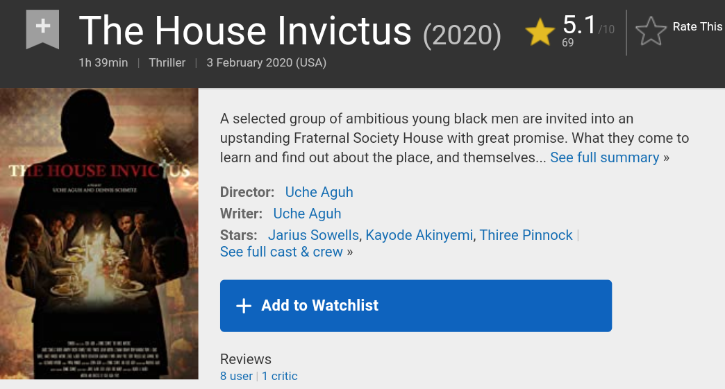 The House Invictus (2020) WEBRip 720p – Telegraph
