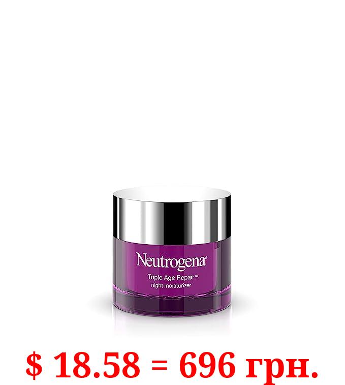 Neutrogena Triple Age Repair Anti-Aging Night Cream with Vitamin C; Fights Wrinkles & Evens Tone, Firming Anti-Wrinkle Face & Neck Cream; Glycerin & Shea Butter, 1.7 oz