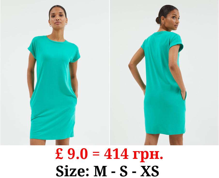 Green Basic Mini T-Shirt Dress