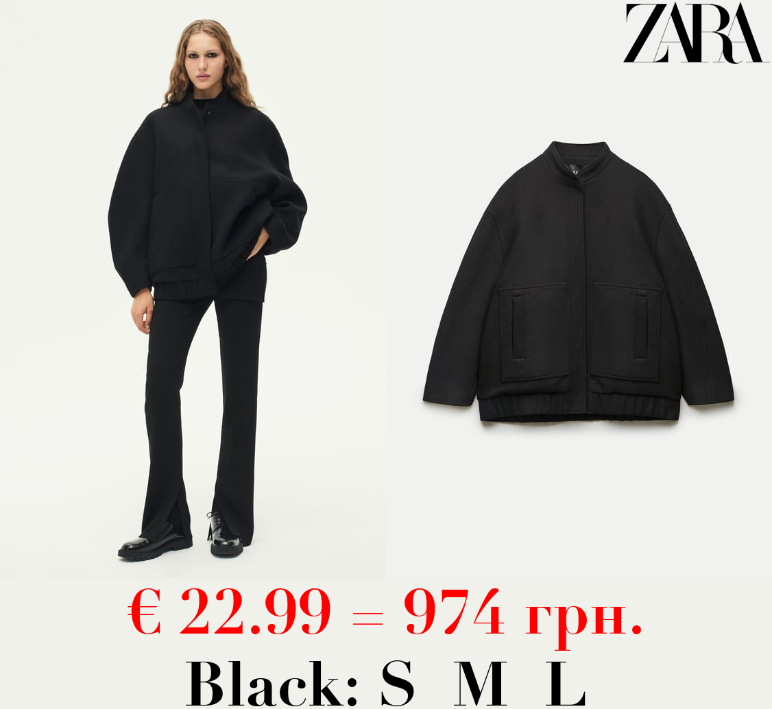 ZW COLLECTION WOOL BLEND BOMBER JACKET
