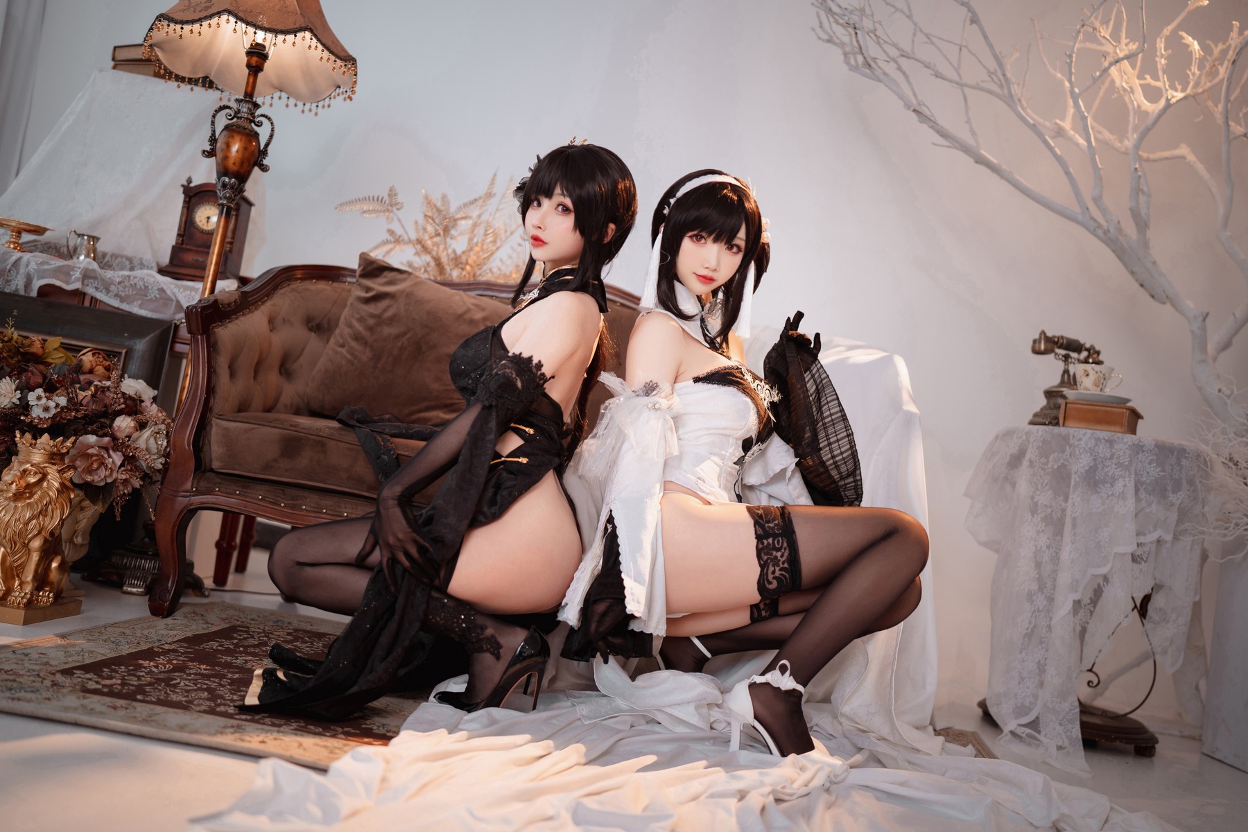 Rioko凉凉子 Cosplay 黑白镇海双人 33