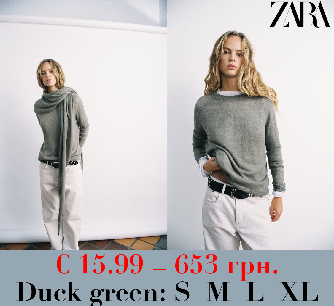 ROUND NECK KNIT SWEATER WITH RAGLAN SLEEVES