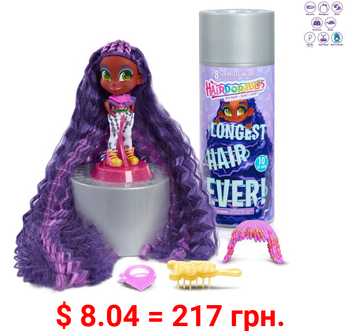 Hairdorables Longest Hair Ever! Kali Small Doll and Surprises Accessories, Preschool Ages 3 up by Just Play