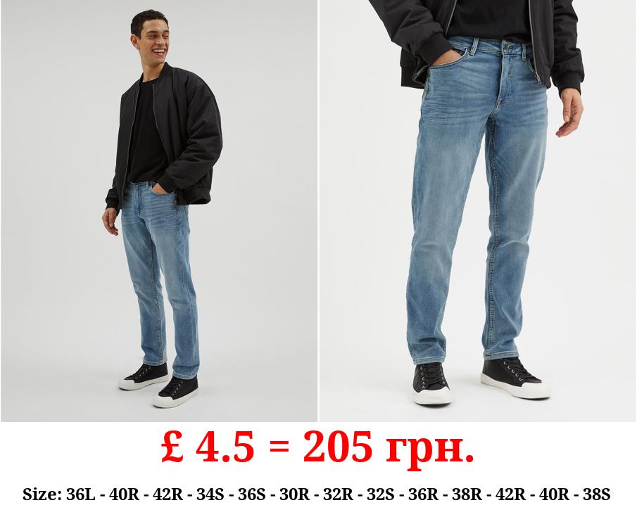 Light Blue Slim Tapered Comfort Fit Jeans With Stretch