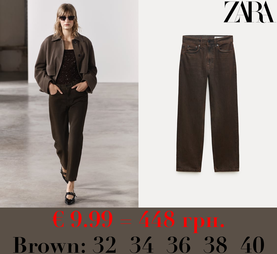 ZW COLLECTION STRAIGHT-LEG MID-RISE CROPPED JEANS
