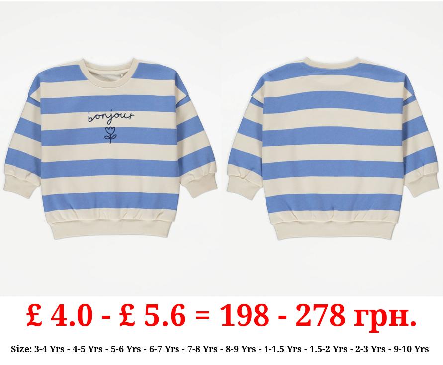 Blue Stripe Bonjour Sweatshirt