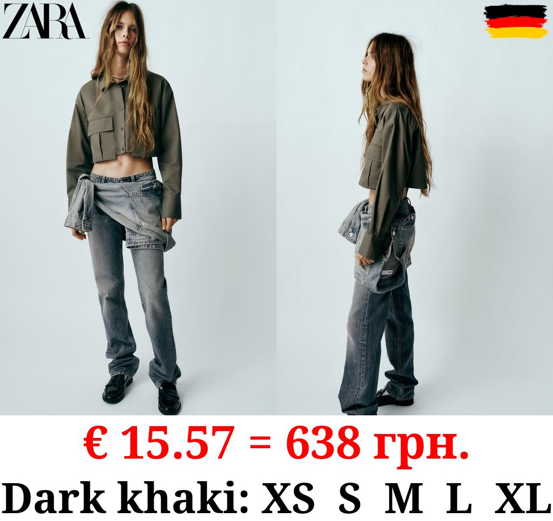 GABARDINE FABRIC CROPPED SHIRT