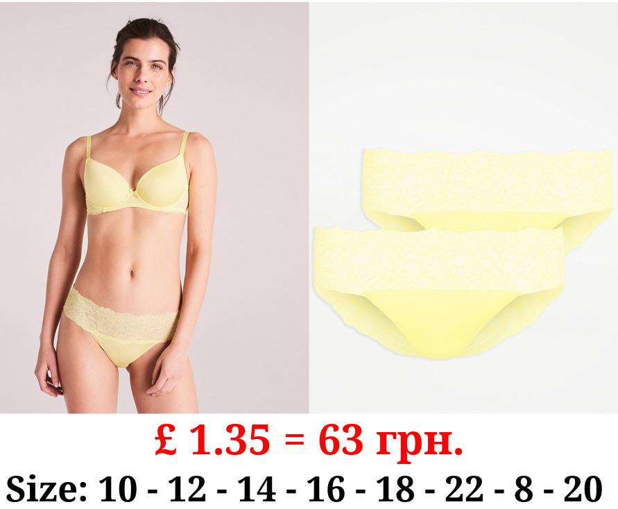 Yellow Lace Trim Bandeau Briefs 2 Pack
