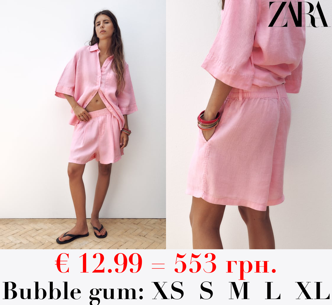 LINEN BERMUDA SHORTS WITH BELT LOOPS