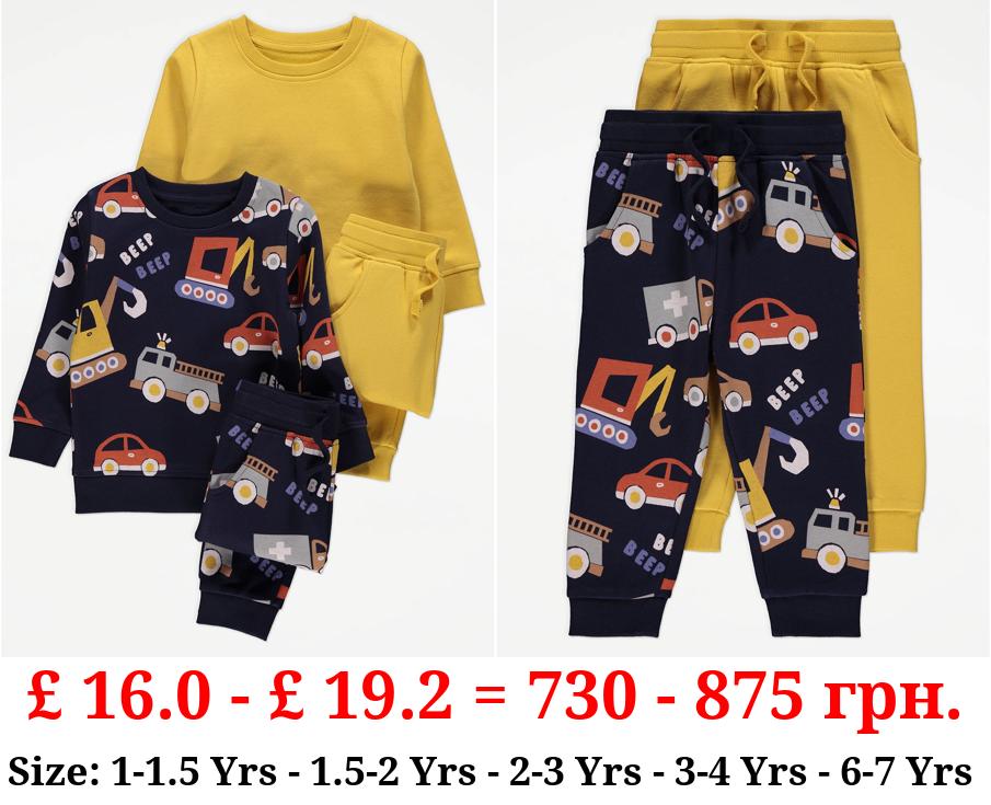 Vehicle Print Sweatshirt and Joggers Outfit 2 Pack