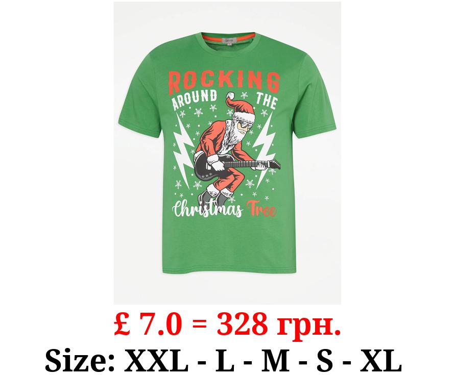Green Rocking Christmas Tree Graphic T-Shirt