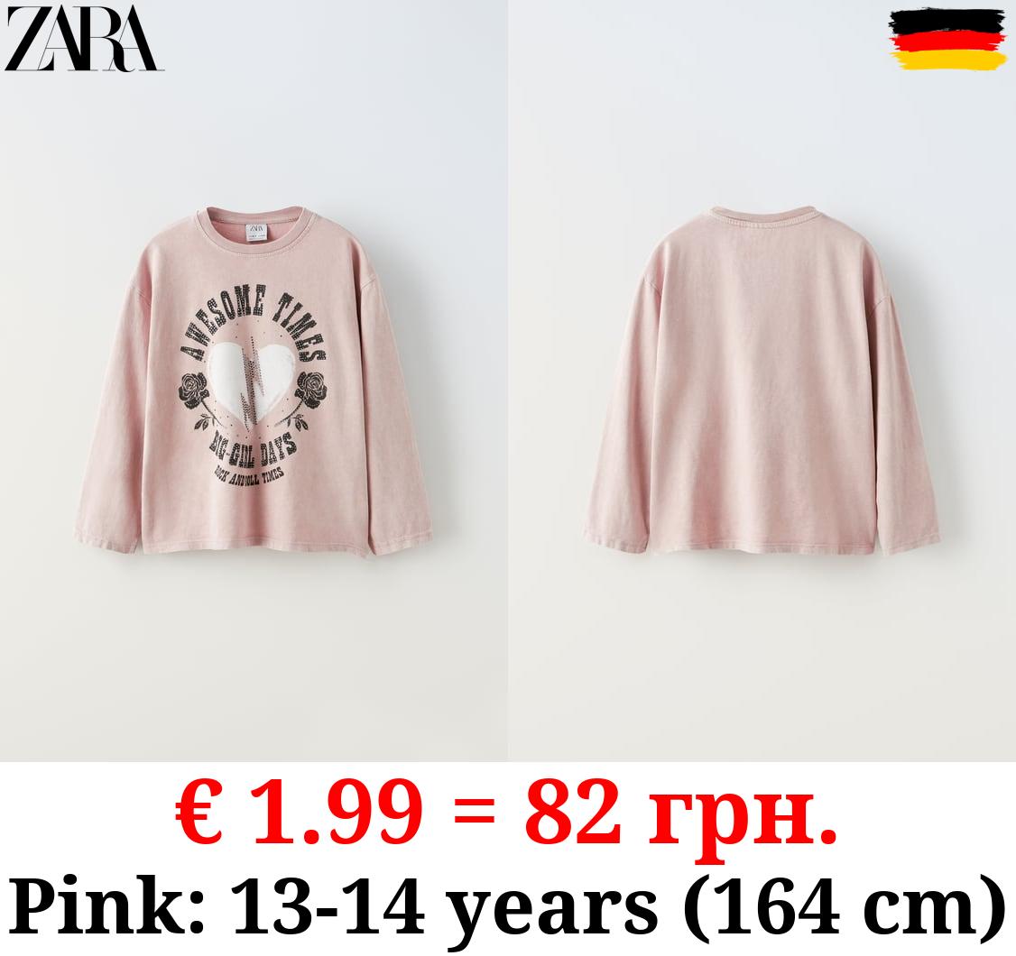 ACID WASH T-SHIRT WITH RHINESTONES