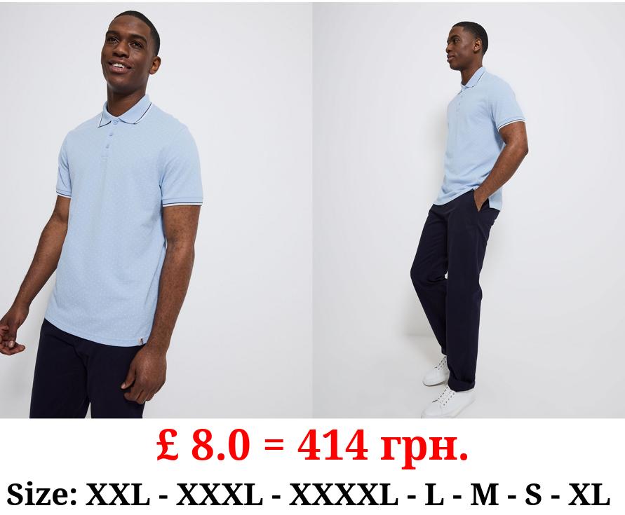 Pale Blue Spot Polo Top