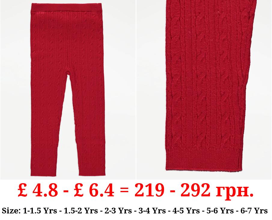 Red Cable Knit Leggings
