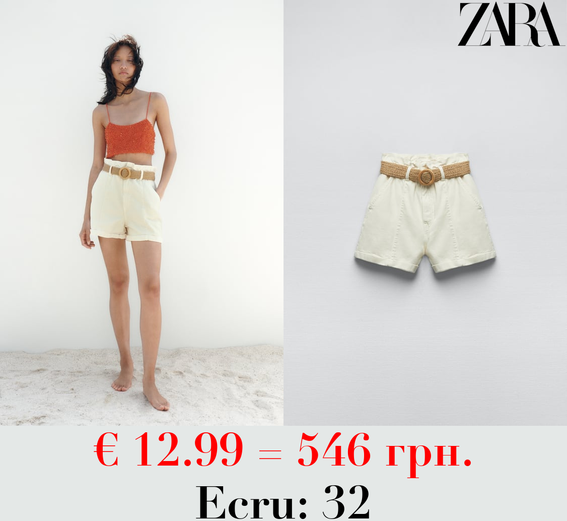 Z1975 BAGGY BELTED DENIM BERMUDA SHORTS