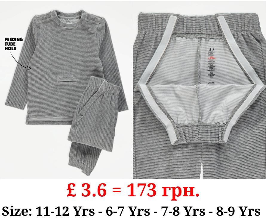 Easy On Adaptive Grey Ribbed Sweatshirt and Joggers Outfit