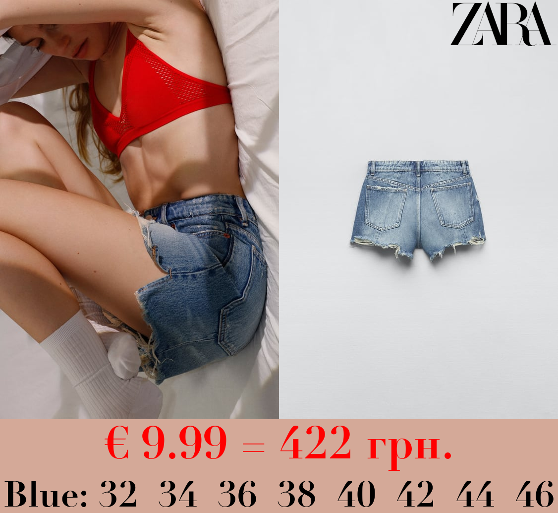 TRF HIGH-WAIST DENIM PATCHWORK SHORTS