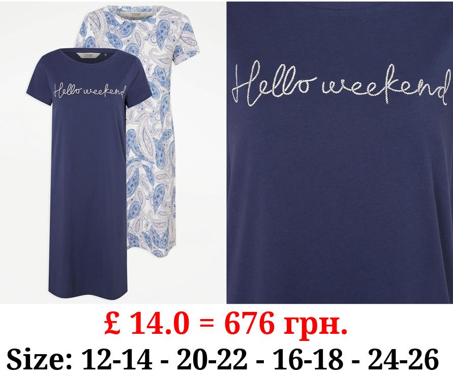 Blue Paisley Nightdress 2 Pack