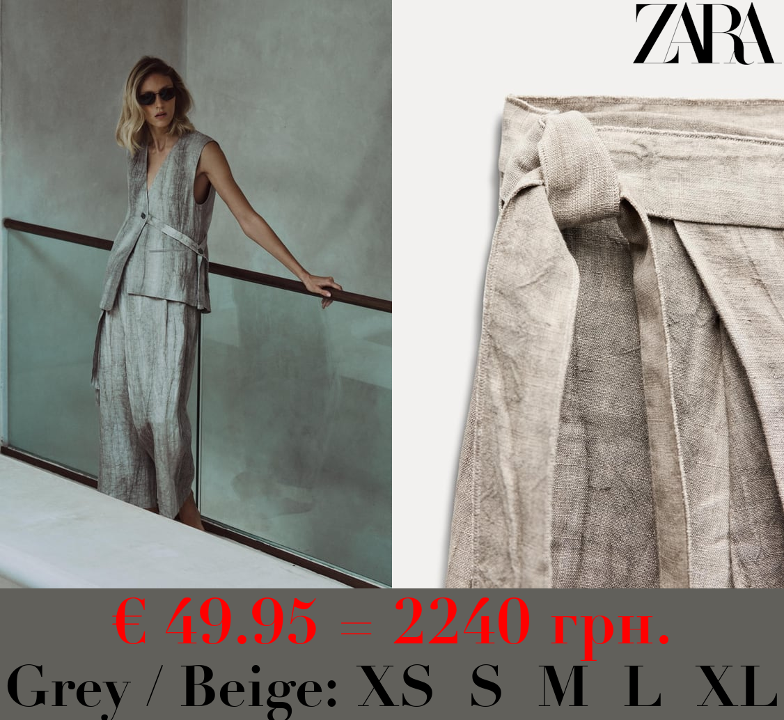 ZW COLLECTION 100% LINEN PAREO TROUSERS