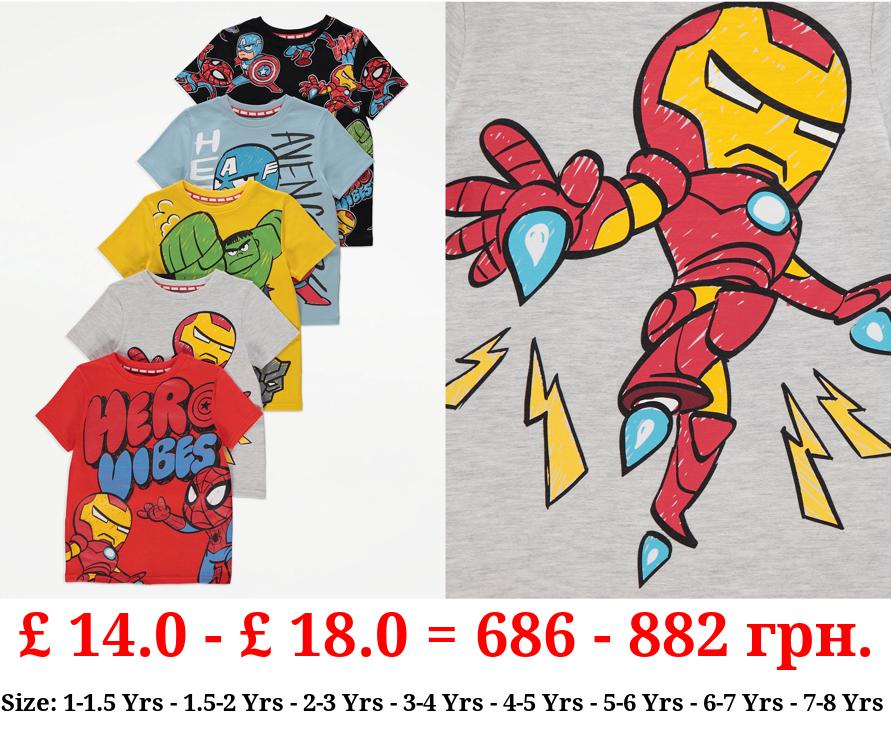Marvel Characters Graphic T-Shirts 5 Pack