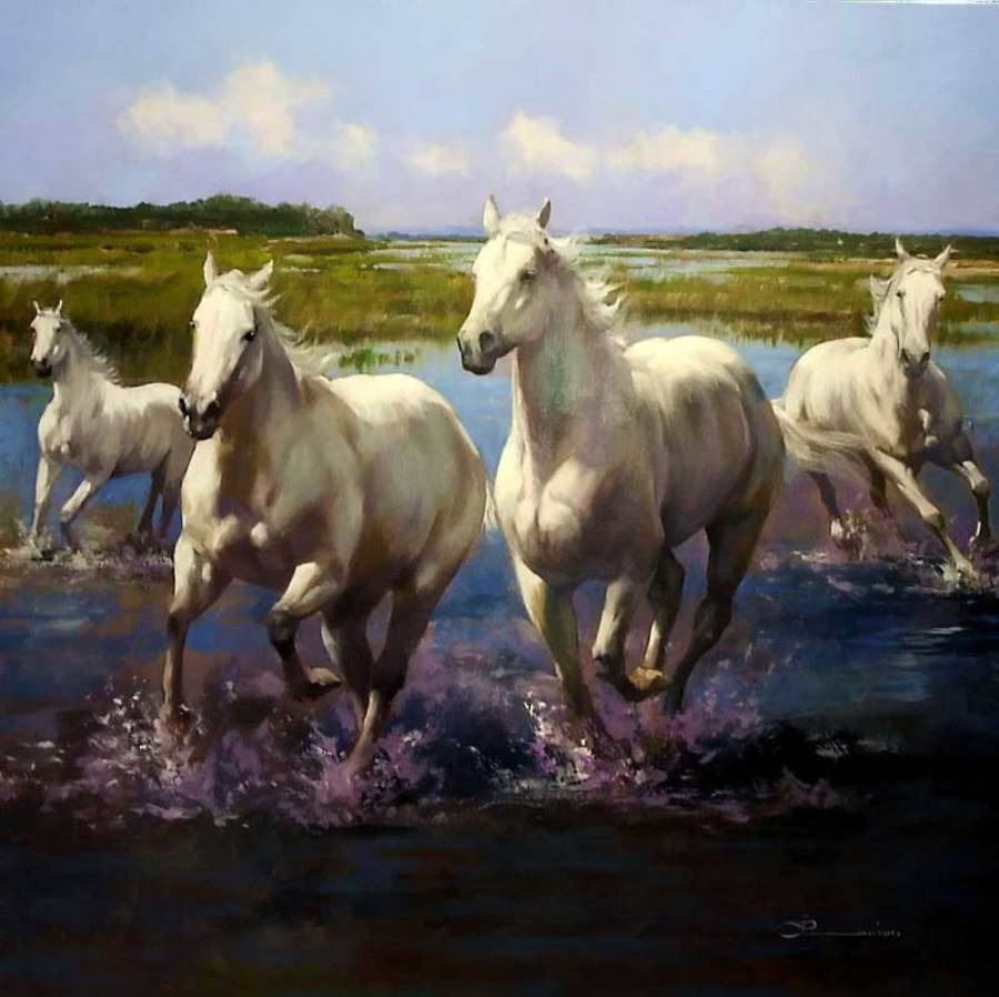 «In corsa nell’acqua», 1996 год, холст, масло, частное собрание