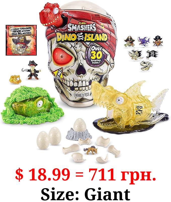 Smashers Dino Island Giant Skull by ZURU - Includes 30+ Surprises, Kids Toys Filled with Mini Dinosaur Toys, Slime, Sand, Eggs, Figurines and More (Megalodon Shark), Ages 5+