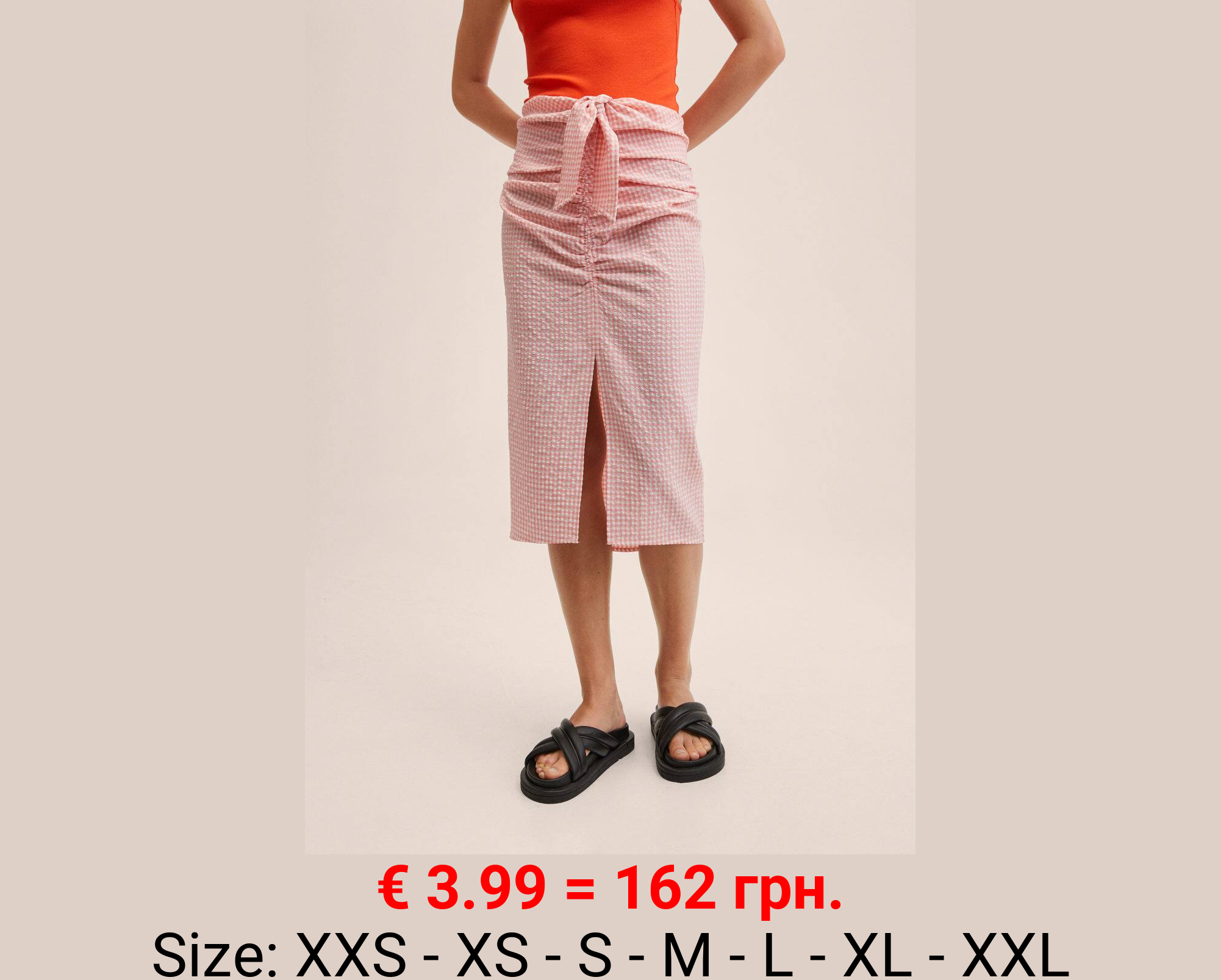 Falda cuadro vichy fruncida