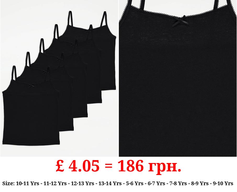 Black Bow Detail Cami Tops 5 Pack