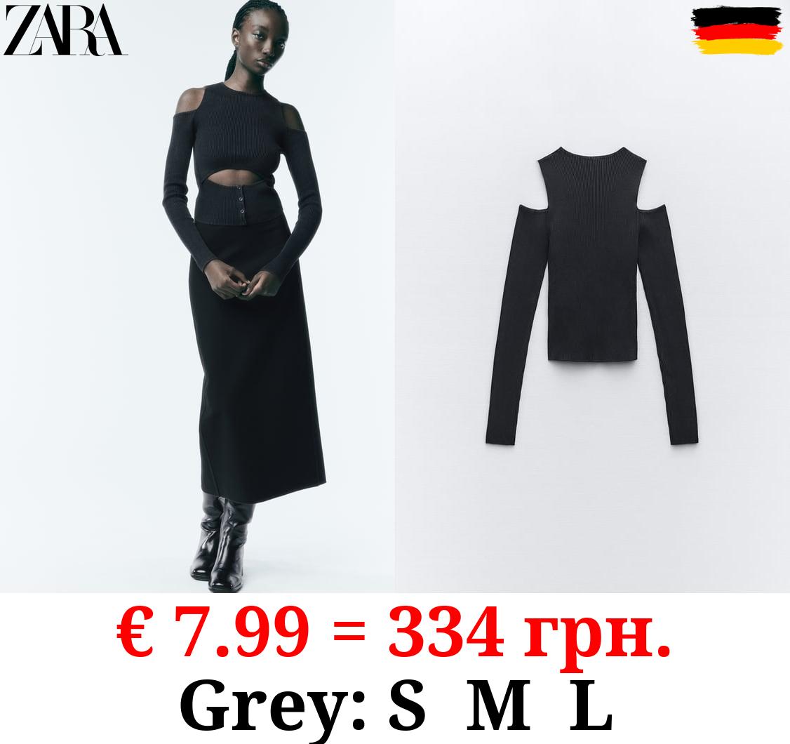 ACID WASH KNIT CUT-OUT TOP