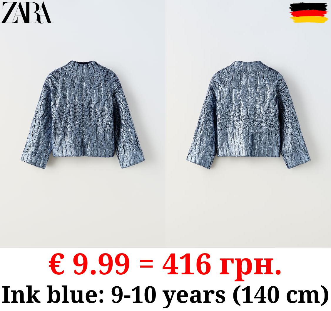 METALLIC CABLE-KNIT SWEATER